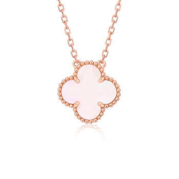 [Lumi Jewelry]CLOVER 15MM PINK MOTHER-OF-PEARL SINGLE FLOWER NECKLACE