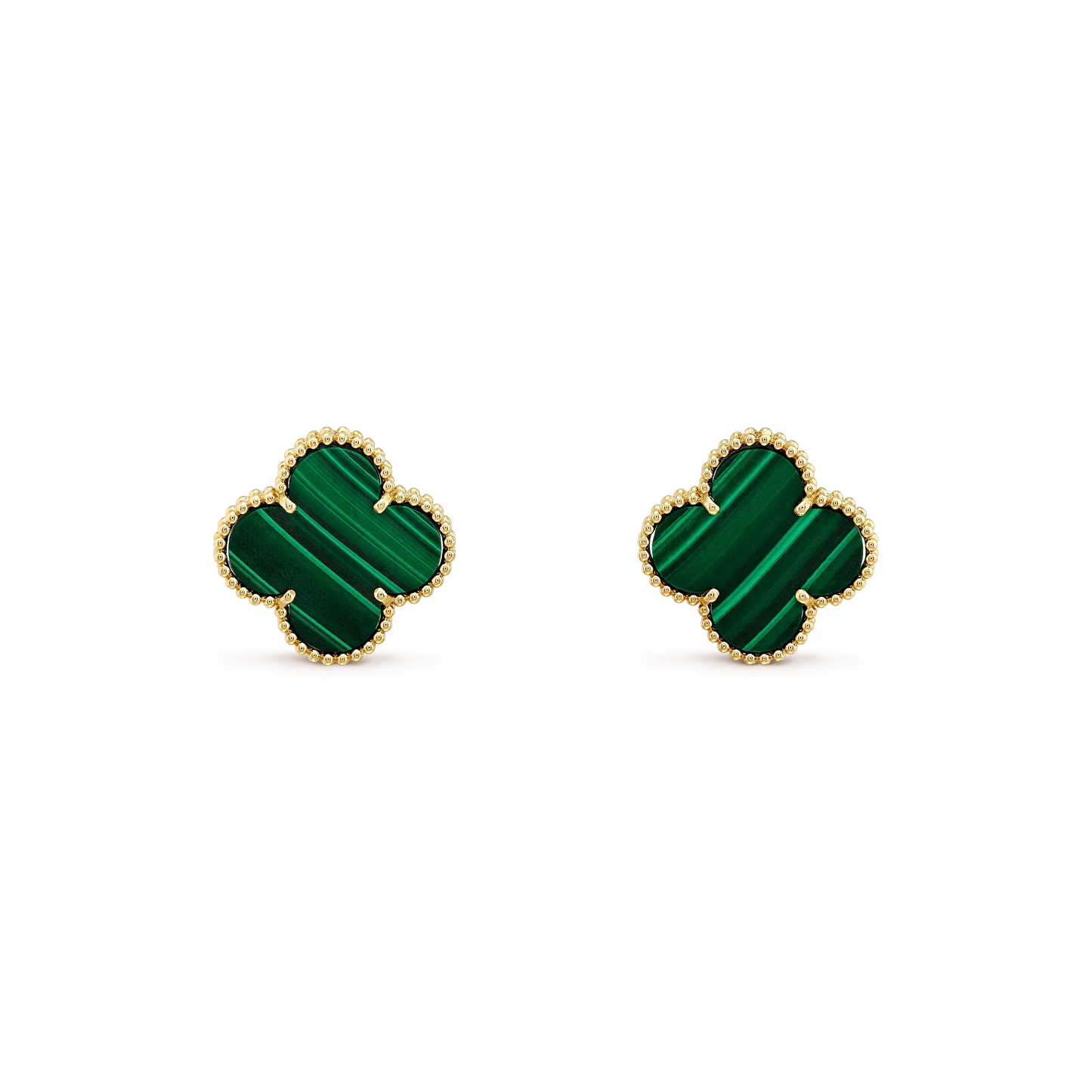 [Lumi Jewelry]CLOVER MINI 9.5MM MALACHITE  EARRINGS