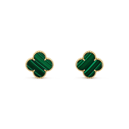 [Lumi Jewelry]CLOVER MINI 9.5MM MALACHITE  EARRINGS