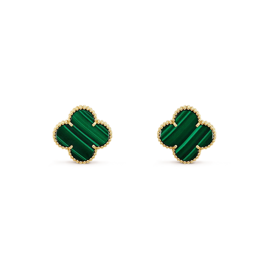 [Lumi Jewelry]CLOVER MINI 9.5MM MALACHITE  EARRINGS