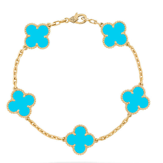 [Lumi Jewelry]CLOVER 5 MOTIFS TURQUOISE BRACELET