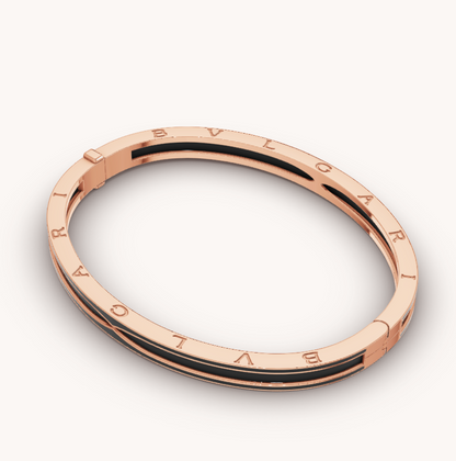 [Lumi Jewelry]ZERO 1 PINK GOLD WITH MATTE BLACK CERAMIC BRACELET