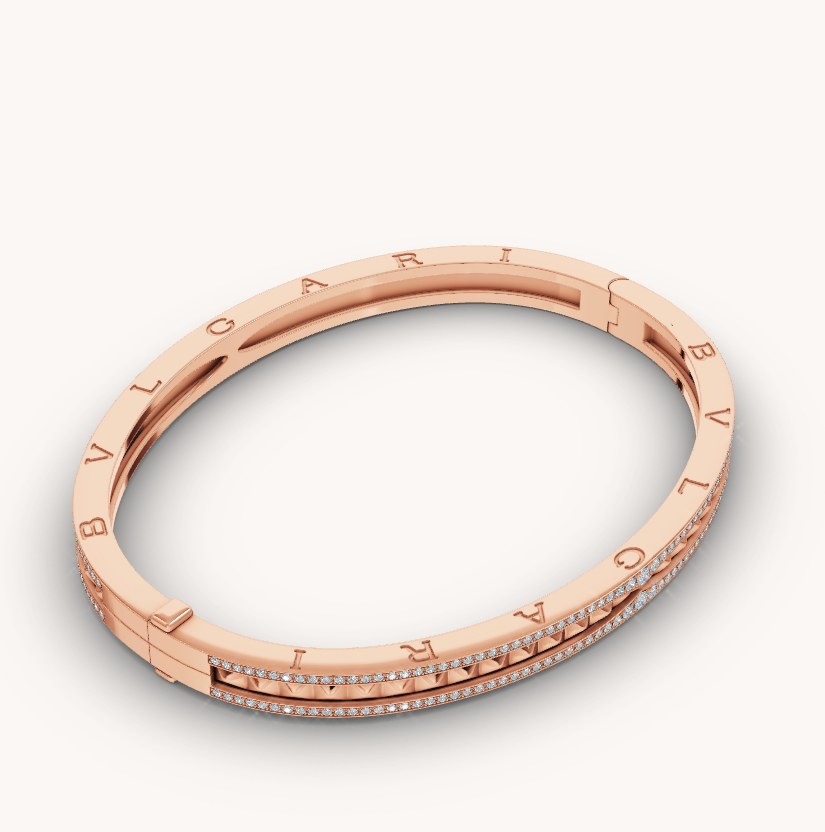 [Lumi Jewelry]ZERO 1 SPIRAL AND PAVED DIAMOND PINK GOLD BRACELET