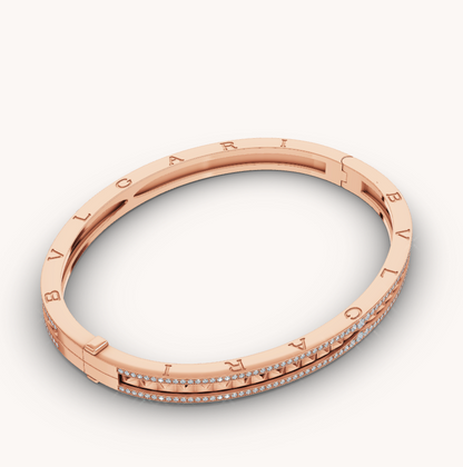 [Lumi Jewelry]ZERO 1 SPIRAL AND PAVED DIAMOND PINK GOLD BRACELET