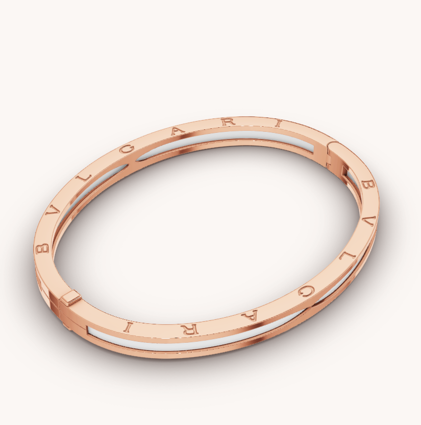 [Lumi Jewelry]ZERO 1 PINK GOLD WITH WHITE CERAMIC BRACELET