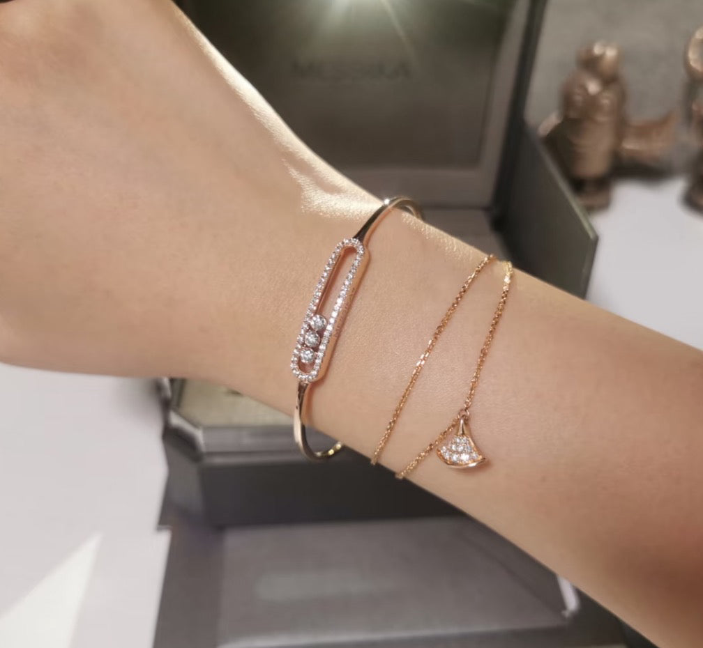 [Lumi Jewelery]Move Pav辿 Diamond Bangle Bracelet M