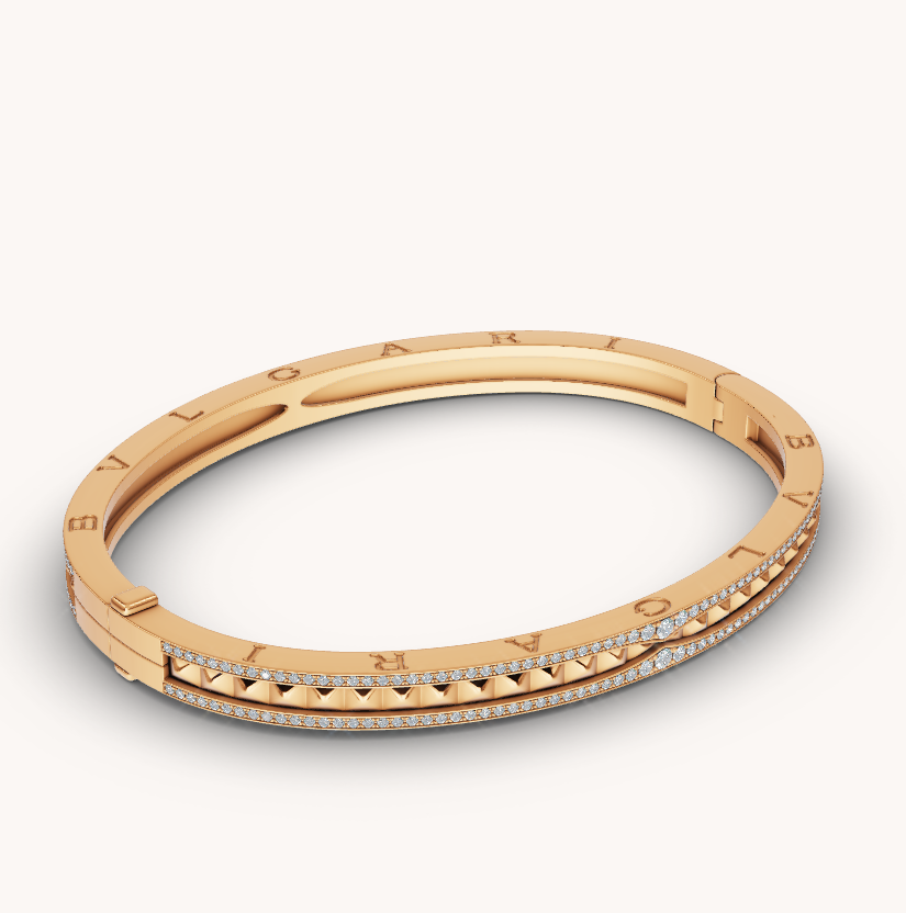 [Lumi Jewelry]ZERO 1 SPIRAL AND PAVED DIAMOND GOLD BRACELET