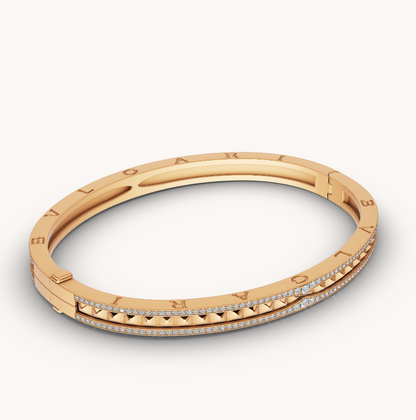 [Lumi Jewelry]ZERO 1 SPIRAL AND PAVED DIAMOND GOLD BRACELET