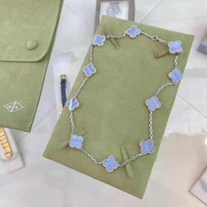 [Lumi Jewelry]CLOVER 10 MOTIFS PURPLE CHALCEDONY NECKLACE