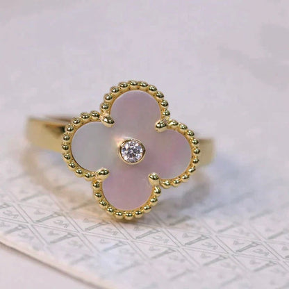 [Lumi Jewelry]CLOVER PINK MOP RING GOLD DIAMOND