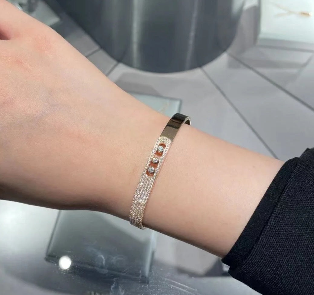 [Lumi Jewelery]Move Noa Rose Gold Pav辿 Diamond Bangle Bracelet