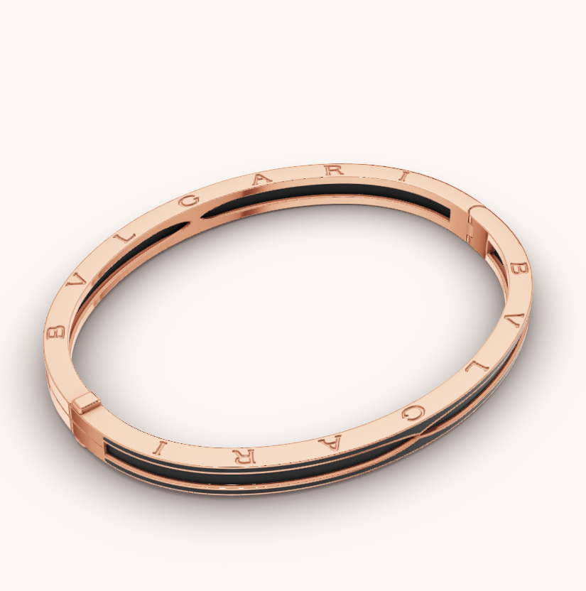 [Lumi Jewelry]ZERO 1 PINK GOLD WITH MATTE BLACK CERAMIC BRACELET