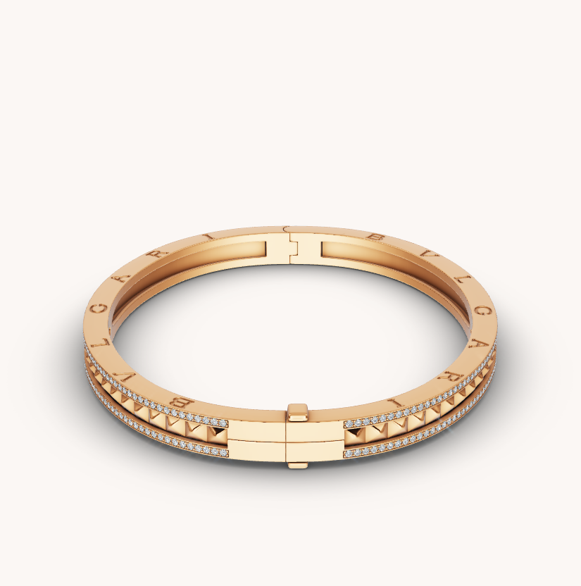 [Lumi Jewelry]ZERO 1 SPIRAL AND PAVED DIAMOND GOLD BRACELET