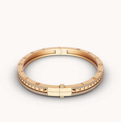 [Lumi Jewelry]ZERO 1 SPIRAL AND PAVED DIAMOND GOLD BRACELET