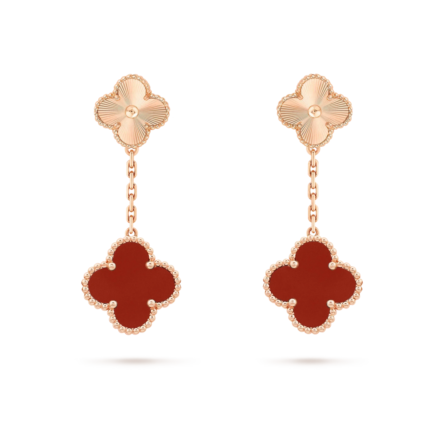 [Lumi Jewelry]CLOVER 2 MOTIF  LASER CARNELIAN EARRINGS