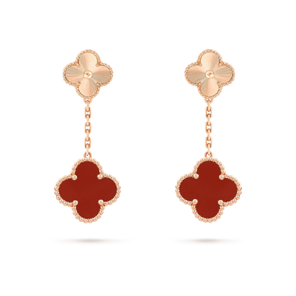[Lumi Jewelry]CLOVER 2 MOTIF  LASER CARNELIAN EARRINGS