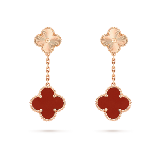 [Lumi Jewelry]CLOVER 2 MOTIF  LASER CARNELIAN EARRINGS