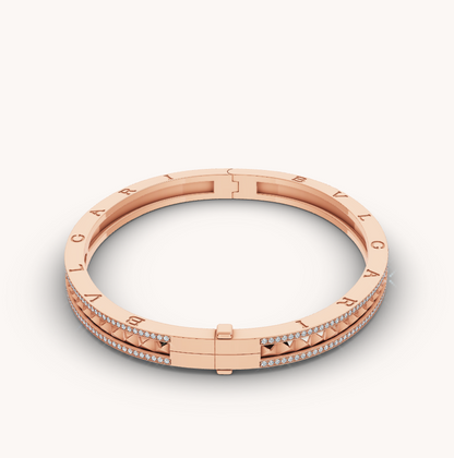[Lumi Jewelry]ZERO 1 SPIRAL AND PAVED DIAMOND PINK GOLD BRACELET