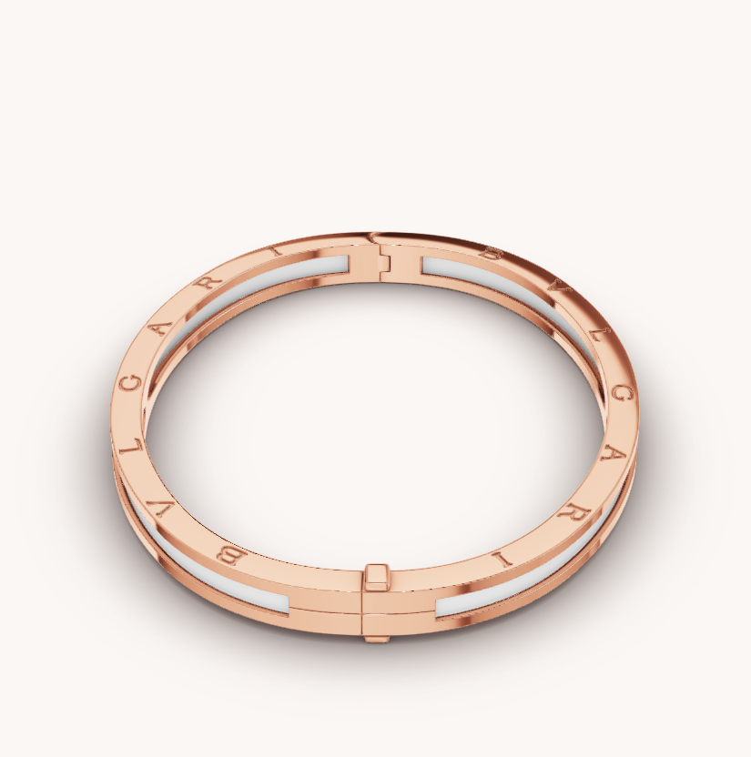 [Lumi Jewelry]ZERO 1 PINK GOLD WITH WHITE CERAMIC BRACELET