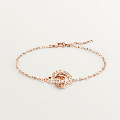 [Lumi Jewelry]LOVE DOUBLE RING FULL DIAMOND BRACELET
