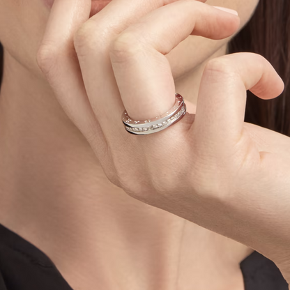 [Lumi Jewelry]ZERO 1 ONE-BAND PAVED DIAMONDS ON THE SPIRAL RING