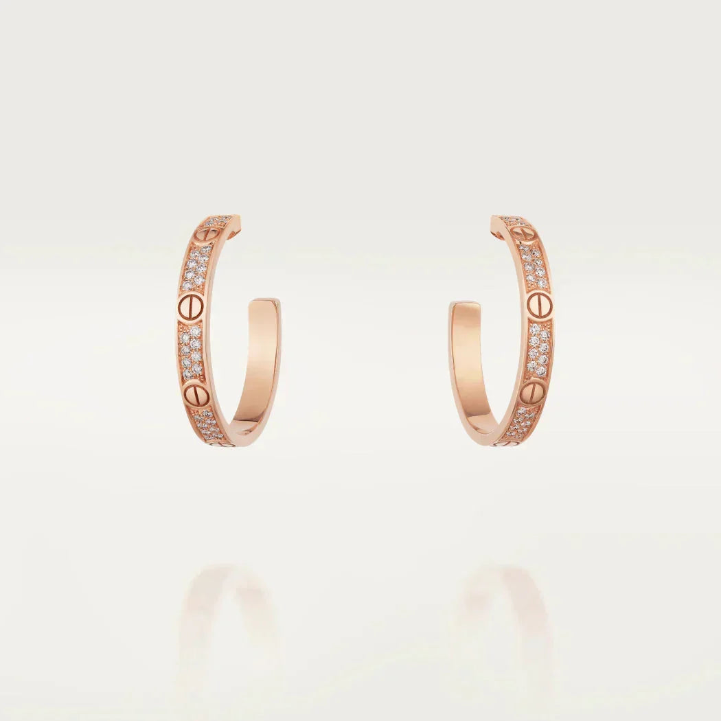 [Lumi Jewelry]LOVE DIAMOND PINK GOLD HOOP EARRINGS