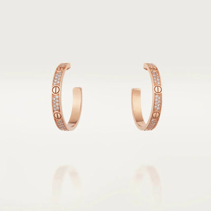 [Lumi Jewelry]LOVE DIAMOND PINK GOLD HOOP EARRINGS