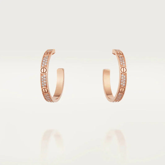 [Lumi Jewelry]LOVE DIAMOND PINK GOLD HOOP EARRINGS