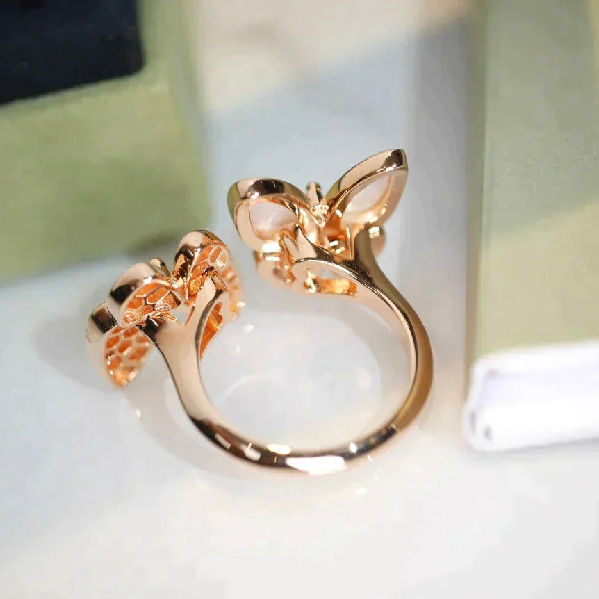 [Lumi Jewelry]TWIN BUTTERFLY DIAMOND MOP RING