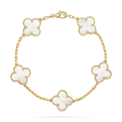 [Lumi Jewelry]CLOVER  5 MOTIF WHITE MOP BRACELET