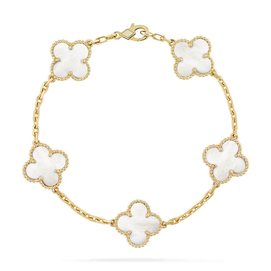 [Lumi Jewelry]CLOVER  5 MOTIF WHITE MOP BRACELET