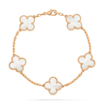 [Lumi Jewelry]CLOVER  5 MOTIF WHITE MOP BRACELET