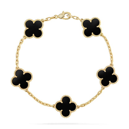 [Lumi Jewelry]CLOVER  5 MOTIFS BLACK ONYX BRACELET