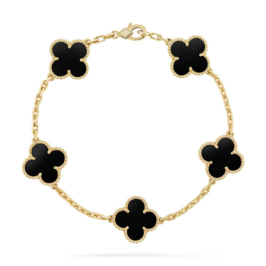 [Lumi Jewelry]CLOVER  5 MOTIFS BLACK ONYX BRACELET
