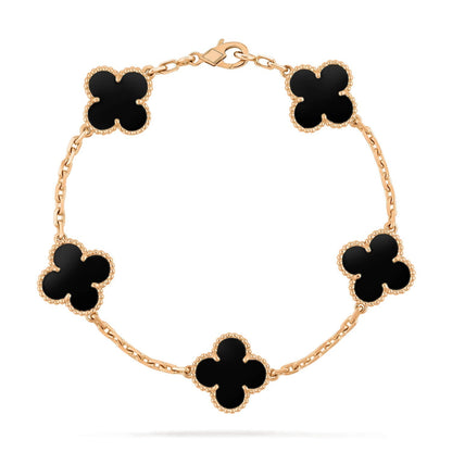 [Lumi Jewelry]CLOVER  5 MOTIFS BLACK ONYX BRACELET