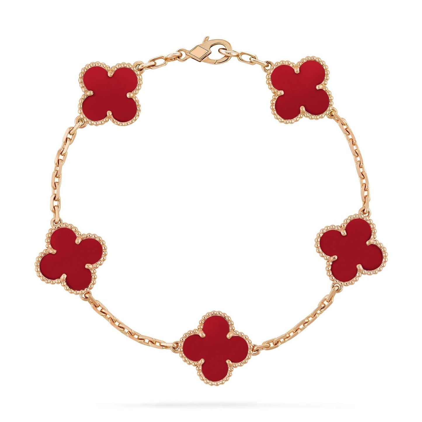 [Lumi Jewelry]CLOVER 5 MOTIFS RED AGATE  BRACELET