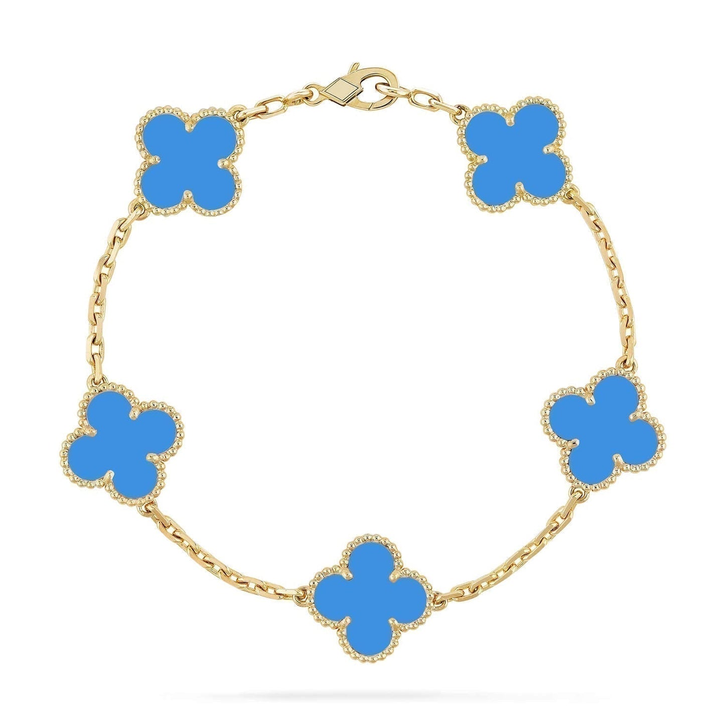 [Lumi Jewelry]CLOVER 5 MOTIFS BLUE AGATE BRACELET