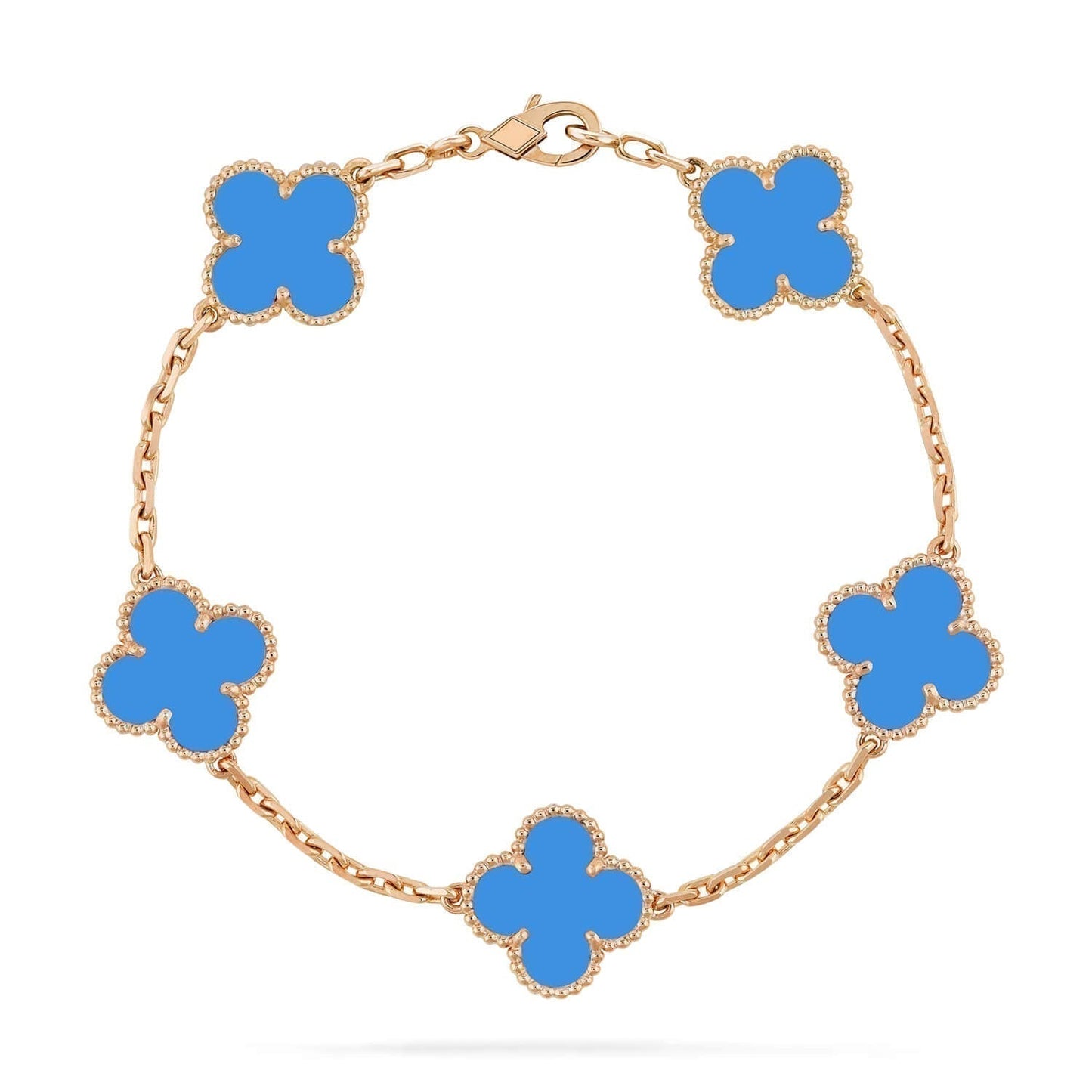 [Lumi Jewelry]CLOVER 5 MOTIFS BLUE AGATE BRACELET