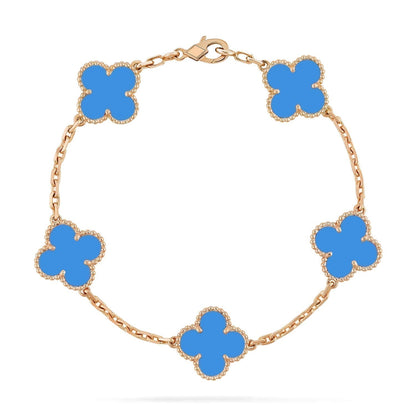 [Lumi Jewelry]CLOVER 5 MOTIFS BLUE AGATE BRACELET
