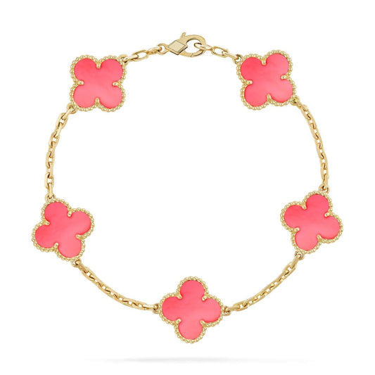 [Lumi Jewelry]CLOVER 5 PINK MOP BRACELET