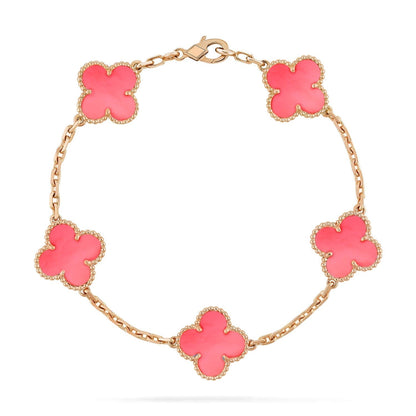 [Lumi Jewelry]CLOVER 5 PINK MOP BRACELET