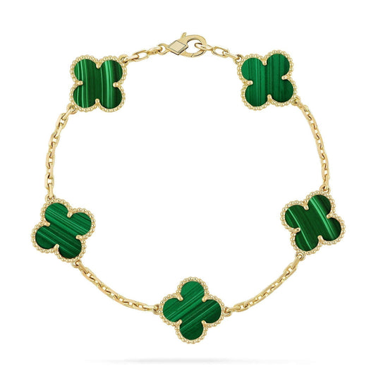 [Lumi Jewelry]CLOVER 5 MOTIFS MALACHITE BRACELET