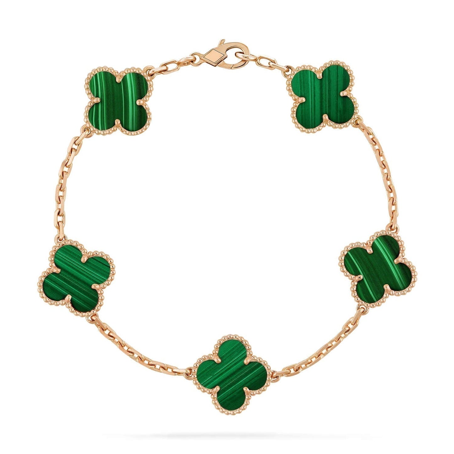 [Lumi Jewelry]CLOVER 5 MOTIFS MALACHITE BRACELET