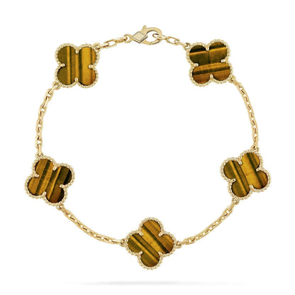 [Lumi Jewelry]CLOVER  5 MOTIFS TIGER EYE BRACELET