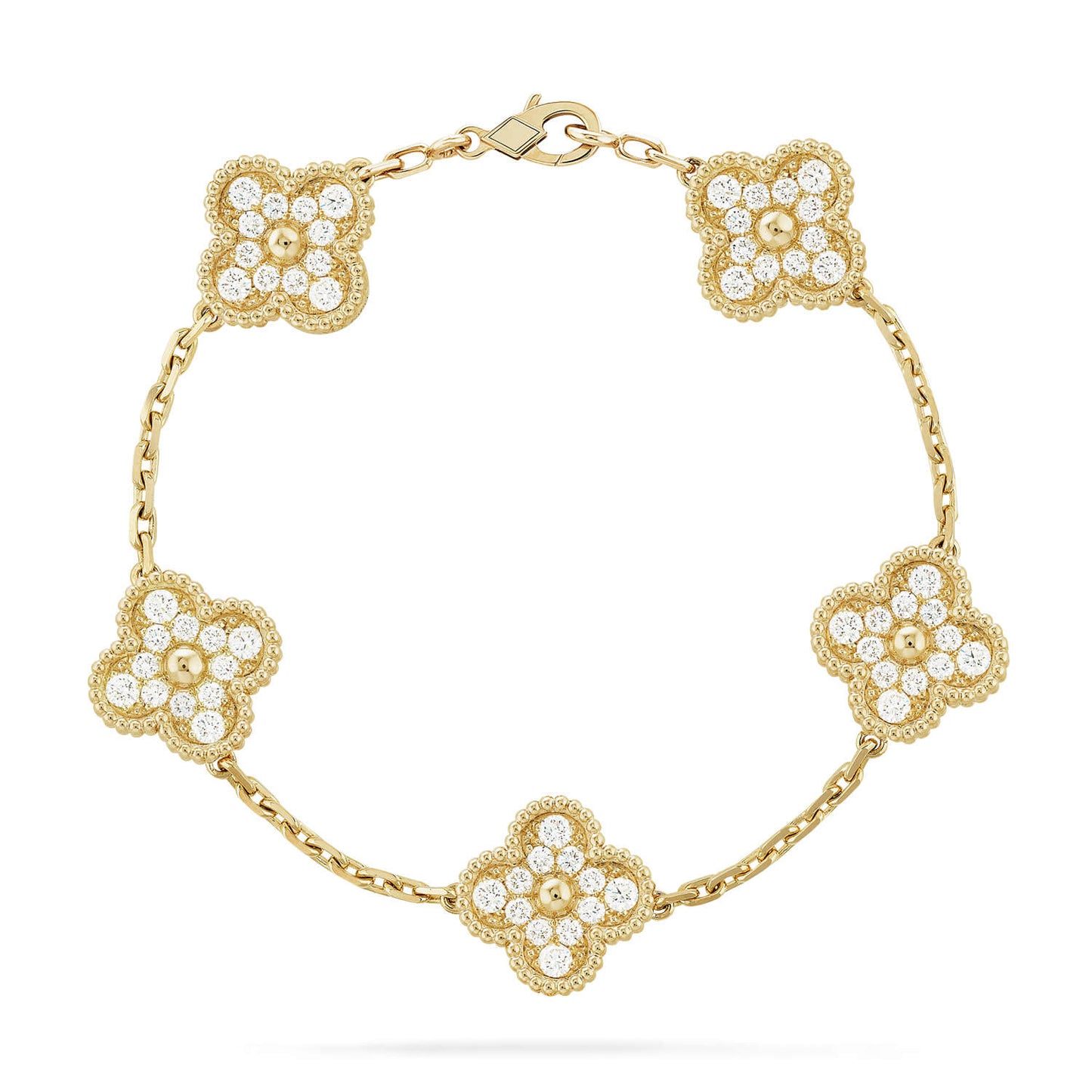 [Lumi Jewelry]CLOVER 5 MOTIFS  FULL DIAMOND BRACELET