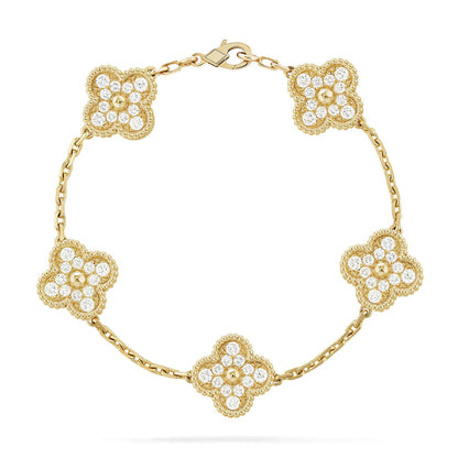 [Lumi Jewelry]CLOVER 5 MOTIFS  FULL DIAMOND BRACELET