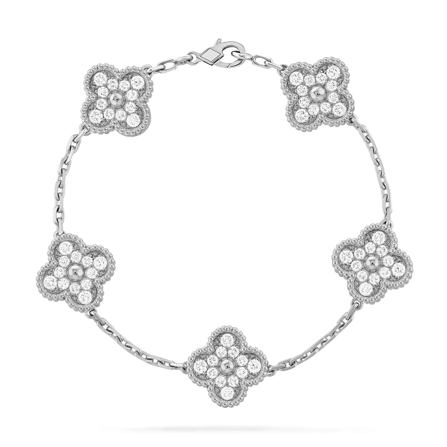 [Lumi Jewelry]CLOVER 5 MOTIFS  DIAMOND BRACELET SILVER