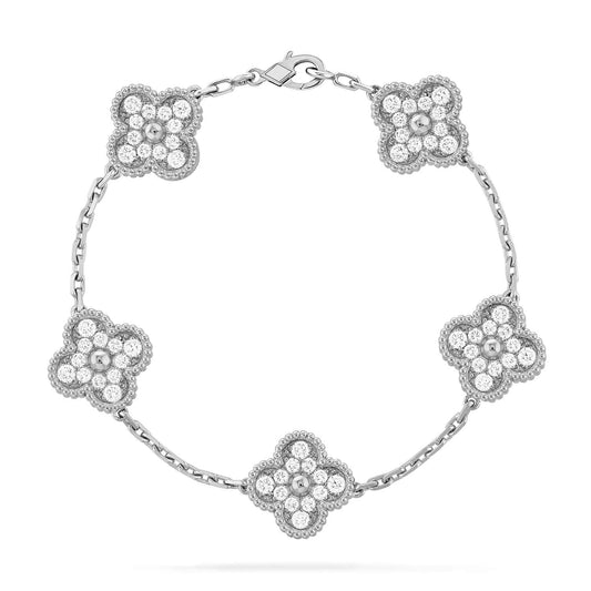 [Lumi Jewelry]CLOVER 5 MOTIFS  DIAMOND BRACELET SILVER