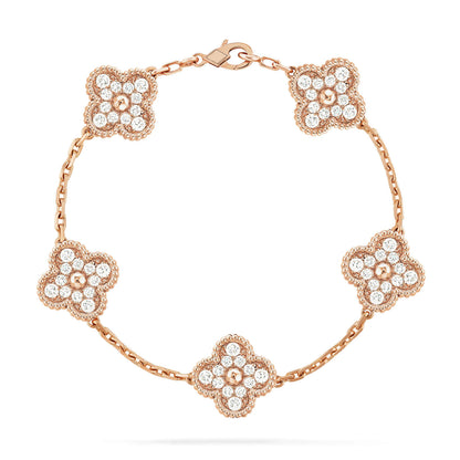 [Lumi Jewelry]CLOVER 5 MOTIFS  FULL DIAMOND BRACELET