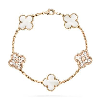 [Lumi Jewelry]CLOVER BRACELET 5 MOTIF WHITE MOP DIAMOND
